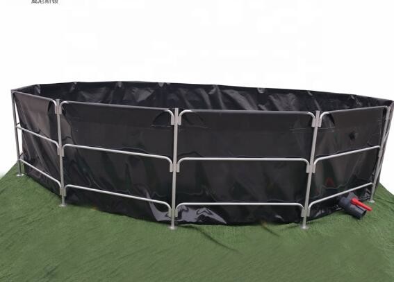 Black 6000 Gallon Fish Tank , Ornamental Fish Breeding With Steel Frame Collapsible Fish Tank