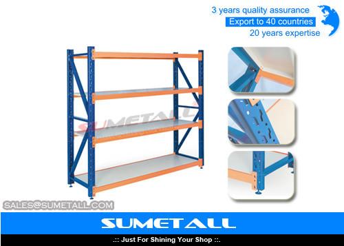 Steel Medium Duty Long Span Shelving / Warehouse Storage Shelves Unit