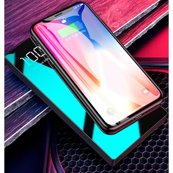 Luxury Temper Glass Dual Port Qi Wireless Charging Power Bank 20000mah Big Capacity