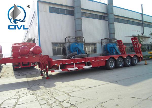 2/3/4Axles Low Flatbed Trailer With Jost Landing Gear And Fuwa Axle  40t-100t Payload Capacity