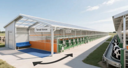 Quick Installation Prefab Steel Structure Cattle House with 30 Years Warranty and Bolt Connection