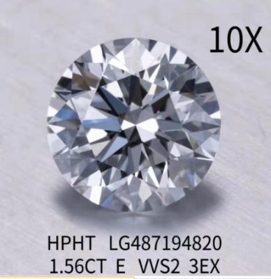 Round Brilliant 3EX Lab Grown Diamond Jewelry 1.56 Ct E Cor VVS2 Diamante HPHT