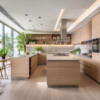 Armoires de cuisine personnalisées en bois naturel