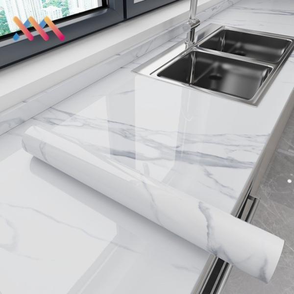 Vinyl PVC Marble Wallpaper 10m Adhesive Marble Wallpaper High Temperature Resistant