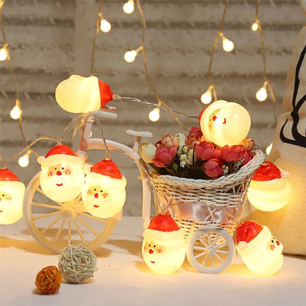 Christmas Santa String Lights Battery Operated Decorations for Xmas Warm White Fairy Lights for Christmas Tree Indoor Outdoor