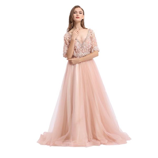 Elegant Europe Style Evening Dinner Dresses A - Line Soft And Romantic