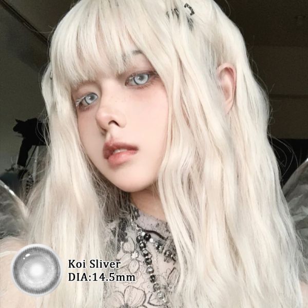 MILLCREEK White Silver Contact Lenses 14.5mm Diameter for Cosplay and Halloween with Soft High Quality Material