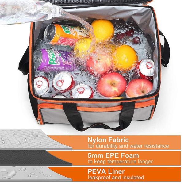 40 Cans Insulated Cooler Tote Bags Stylish With Insulated Compartment Hiking BBQ Party