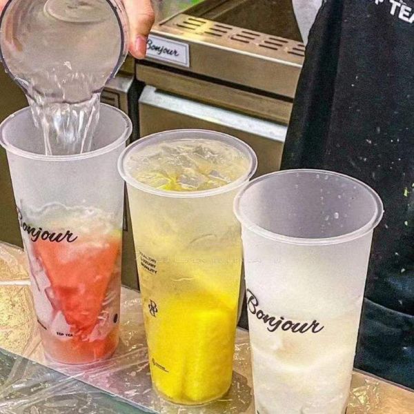 Custom Design your own Disposable PP  Boba Milk Tea Plastic Cup With Lid