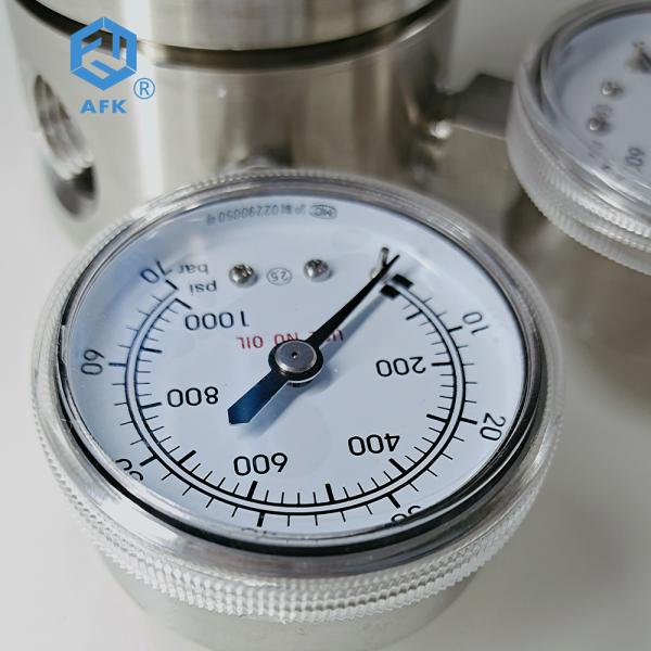 PCTFE PTFE Stainless Steel Pressure Regulator 1000PSI 600Psi Double Gauges