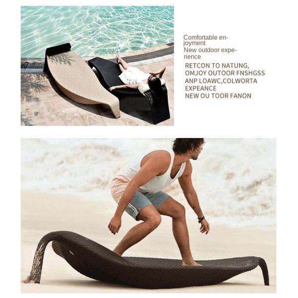 Modern Villa Beach Lounger Swimming Pool Leisure Chair PE Rattan Lounge Bed