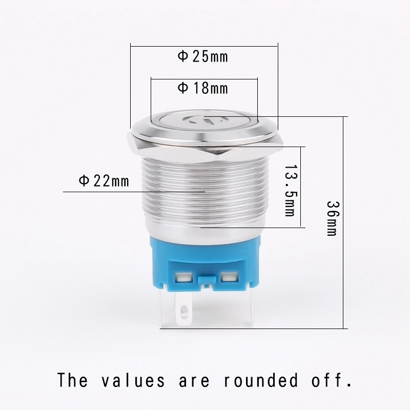 12v24v220v Momentary Waterproof Stainless Steel Power LED22mm Momentary Push Button