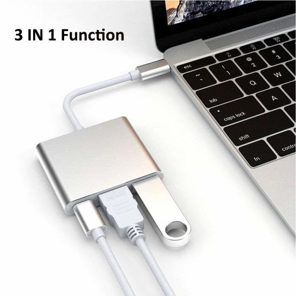USB C to  Adapter, USB 3.1 Type C to  4K Adapter with USB 3.0 and Charging Port for MacBook Chromebook Pixel