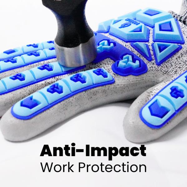 HPPE Impact Protection TPR Gloves Customized Abrasion Resistant PU Palm Coated Gloves