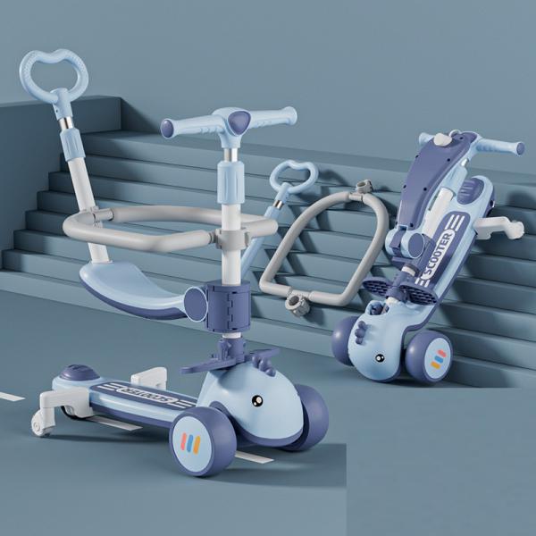 3 Wheel Kids Ride-On Cars Toy with Adjustable Height Foldable Kids' Kick Scooters