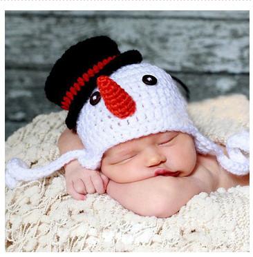white red black cartoon snowman baby hat cap rare classic handmade cotton cap