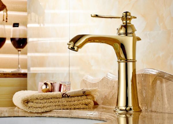 ROVATE Gold Deck Mounted Brass Basin Mixer Faucets Cold And Hot Water