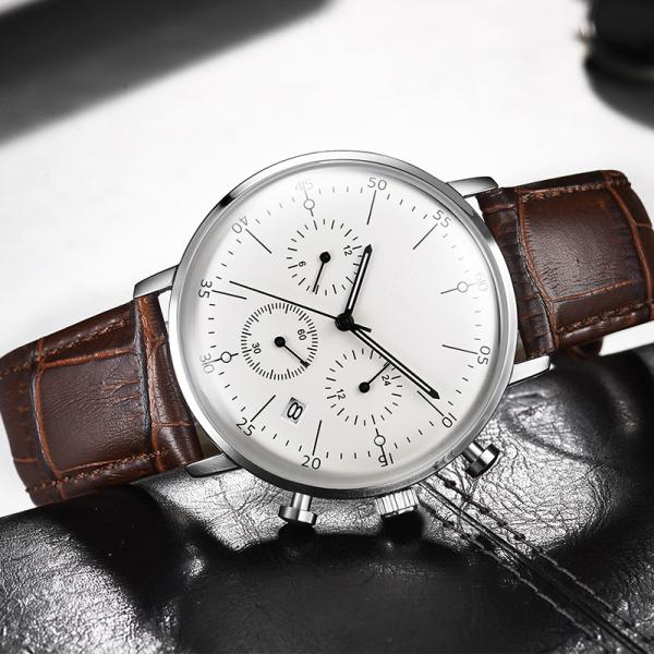 3eye Mens Luminous Watches , 6hands Metal Wrist Watch waterproof