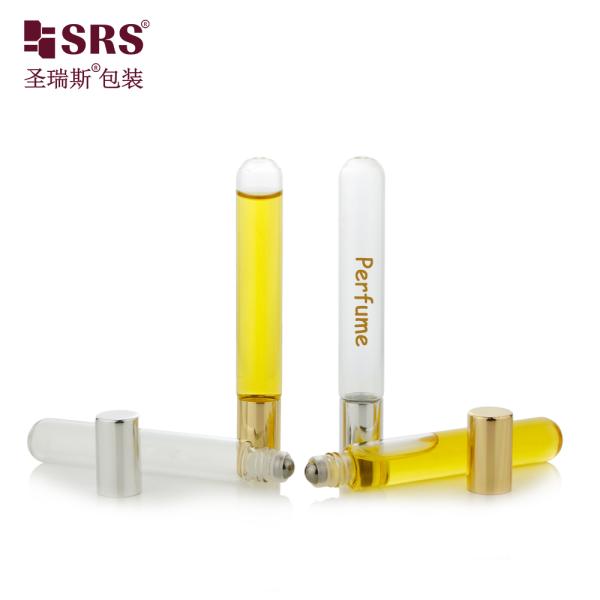 15mm Diameter clear glass essential oil glass roller ball bottle with gold cap