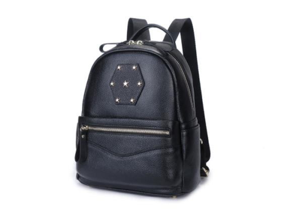 Real Cow Leather Multifunctional Bag , Large Capacity Student Black Backpack Purse