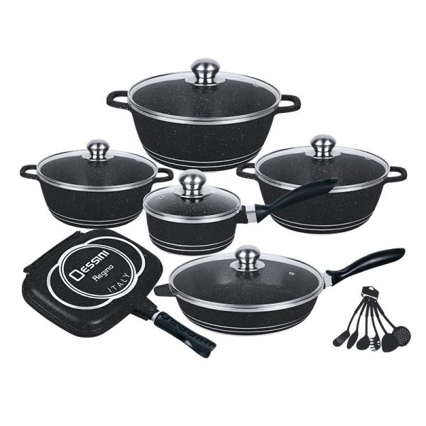 Wholesale Top Seller Multifunction 23pcs Red Cooking Pot Set Non Stick Ollas Non-Stick Aluminum Cookware Sets