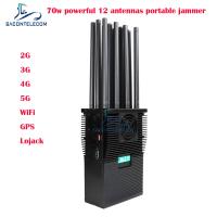 12 Antennas 70w Portable Mobile Phone Signal Jammer 2G 3G 4G 5G WiFi Lojack GPS USA Type