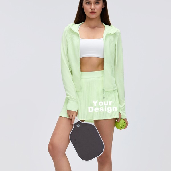 Women Customized Quick Dry Mesh Hooded Gym Jacket