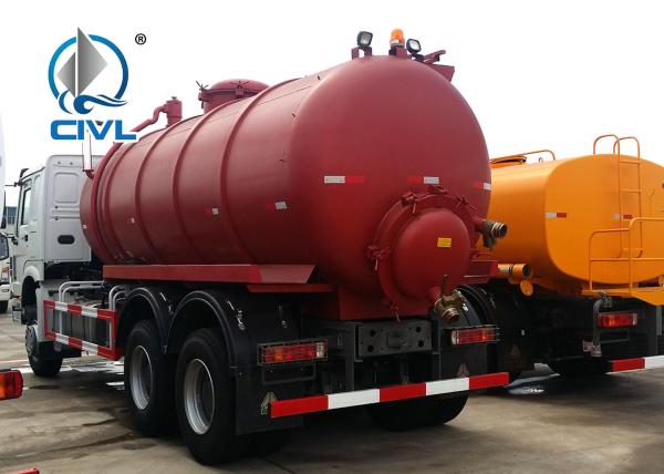 6x4 12m3 SINOTRUK HOWO 336hp Sewage Pump Truck With Safety Belts Tires12.00R20 With Middle lifting and Rear Cover