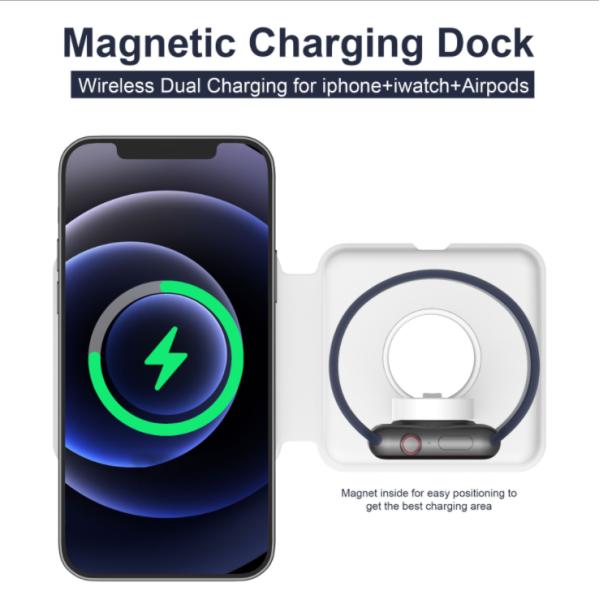 Супер тонкое складное 15W 2 в 1 беспроводном заряжателе дуо Magsafe