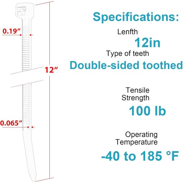 Hot Sale High Quality Never Break Exclusive High Tensile Double Sided Toothed Cable Ties Nylon Zip Ties for Outdoor Indoor