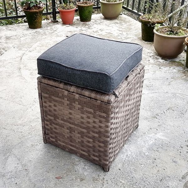 6 Pieces Patio Dining Set All Weather Wicker Furniture Steel Frame Rattan Dining Table and Chair Poly Wooden Table Top