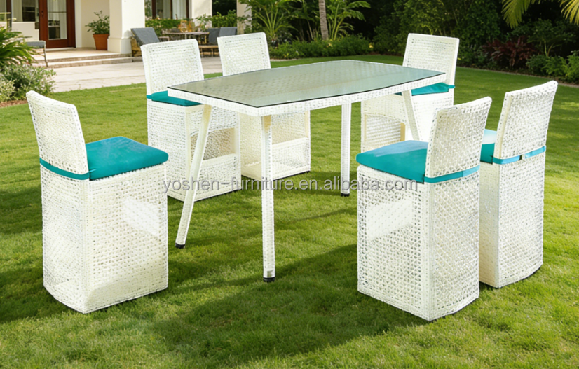 Modern Design Rattan Dining Set with Outdoor Dining Table and Chairs for Hotel & Park Use