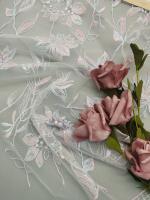 Robe brodée feuillue de Mesh Piece Dye For Wedding de tissu de dentelle d'étoile