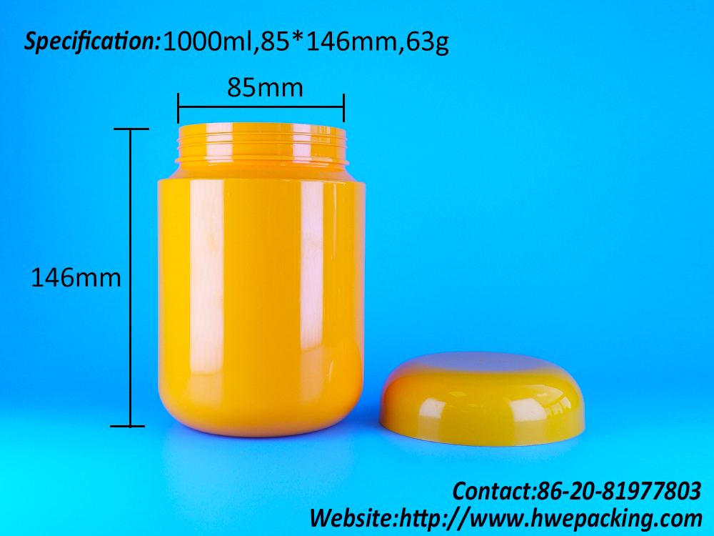 Airtight Orange Round Shape Plastic PET Cookies Cotton Candy Jars Screw Orange Cap