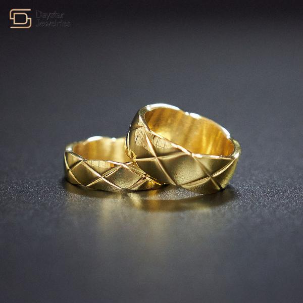 Края волны кокосов ювелирных изделий титана кольца 18k пар покрытый золотом диапазон стального широкий