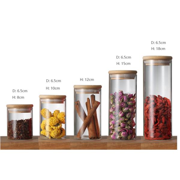 опарник хранения боросиликатного стекла 1000ml с бамбуковой крышкой