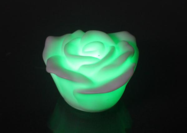 White Plastic Rose Shaped Led Night Light With Water Action Or Button Off / On