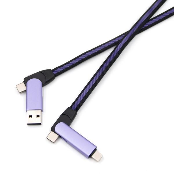 2025 6-in-1 Multi-Device Fast Charging Cable 1m Braided USB C/Micro USB/Lightning 3A Quick Charge