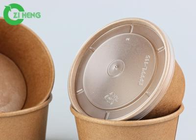 Utilização bacias de sopa duráveis fortes recicláveis descartáveis do papel de embalagem de Brown 12oz