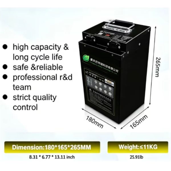 60V 25Ah Lithium Ion Battery Pack, 1500 Cycles 11kg Lightweight Battery for 2-Wheel Electric Scooter E-Bike 800W Motor