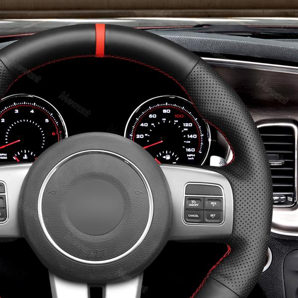 Hand Stitching Custom PU Leather Steering Wheel Cover for Jeep Grand Cherokee SRT