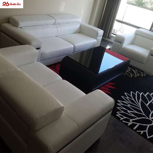 Oversized Burgundy Leather Couch Sofa Anti Deformation 350kg