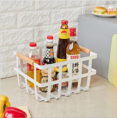 White Rectangular Wire Baskets With Handles Eco Iron Storage Basket