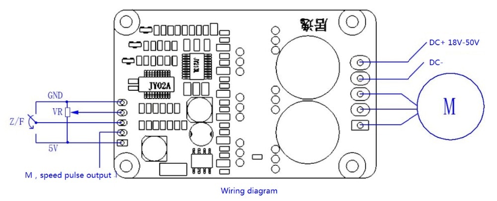 доска водителя Dc 18-50V 500W безщеточная с проводами JYQD-V8.5E-H heatsink и соединителя