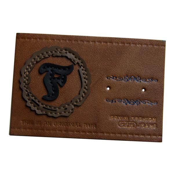 Customized stamped  sewing Logo  Leather Patches Real Leather For Garment