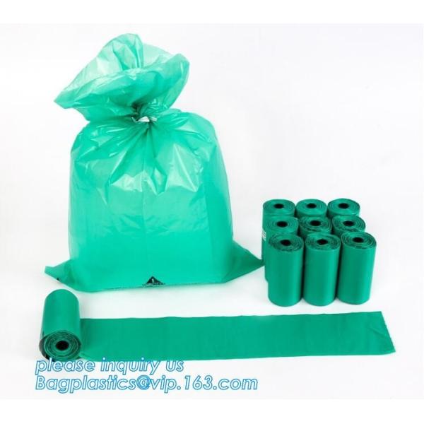 biodegradable plastic pet cat dog waste bag drawstring dog poop bag leak-proof pick up bag, Refill and Leash Clip Degrad