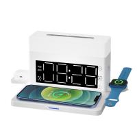 3 dans 1 lumière de lampe de Desklamp de côté de lit de réveil avec la station sans fil de chargeur de téléphone pour Iphone