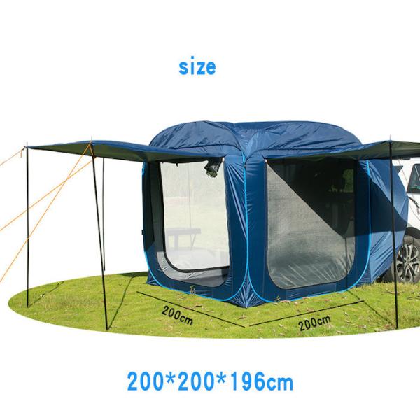 200*200*196CM Silver Coated 210T Pop UP SUV Tent With Waterproof Design And Mesh Windows UV Protection