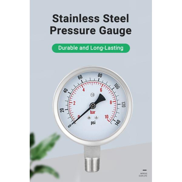 ZG1/2 Thread Y100BF Pressure Gauge 400bar 1.6% 2.5% Gas Manometer with 100mm Diameter