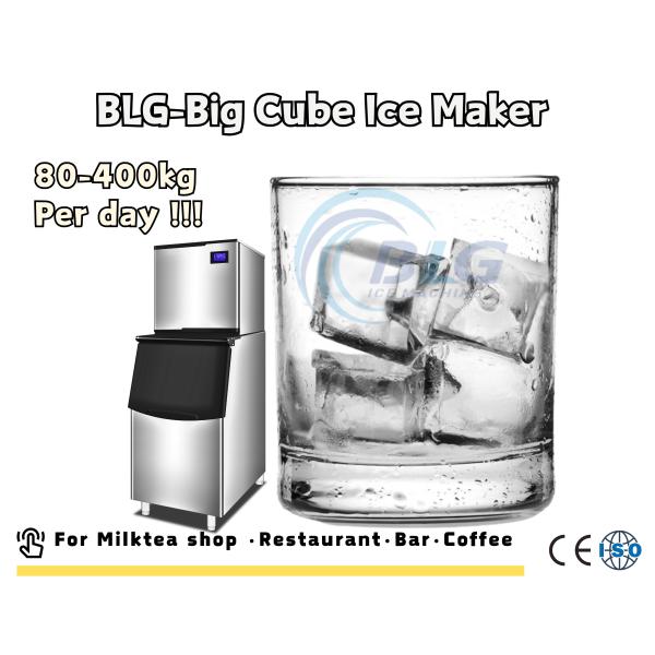 BLG Big Cube Ice Machine 100kg 200kg 400kg 24Hrs Spray Type 35mm,50mm Clear Large Square Ice Cube for Whisky Use in Bar Hotel